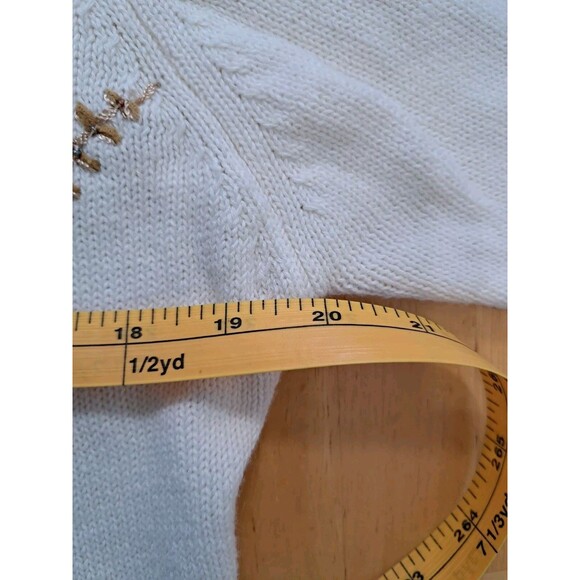 Coldwater Creek S Women's Long Cardigan Ivory Gold w/ Embroidery Toggle Buttons - Picture 10 of 16